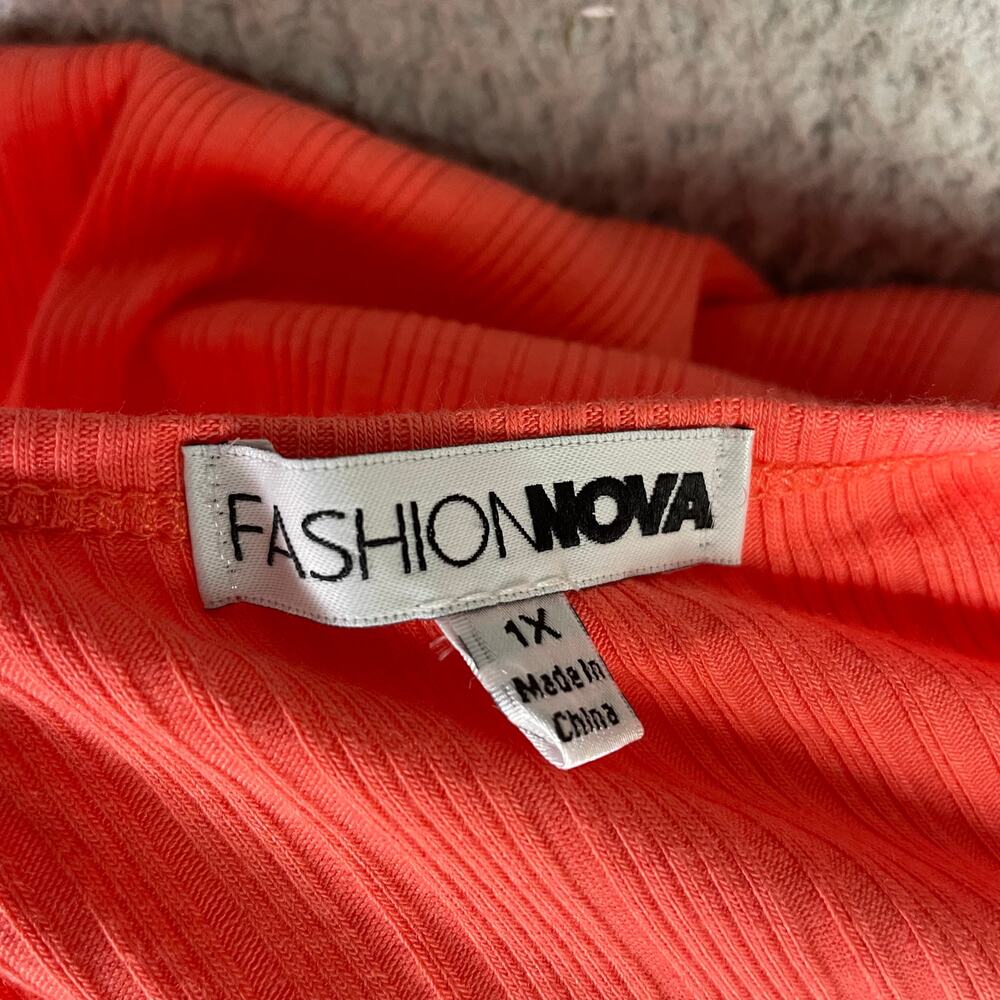 Fashion Nova‎ Women's 1X Orange Cutout Ribbed Bodycon Midi Dress Sleeveless - Picture 9 of 9